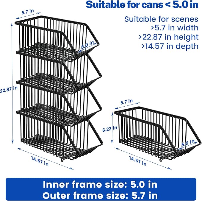 Stackable Soda Can Dispenser Organizer Rack, Stacking Can Dispensers Refrigerator Organizer Bins Pop Soda Organizer Dispenser Canned For Fridge, Freezer, Kitchen, Cabinets (8, Black) - Image 4