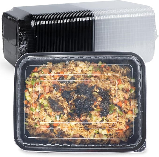 40-Pack 48oz Meal Prep Containers - Shrink Wrap Ready To Use | Large Leakproof Single Compartment To Go Boxes | BPA-Free, Microwave & Freezer Safe | Heavy-Duty Catering & Leftover Storage by FRESHPAK
