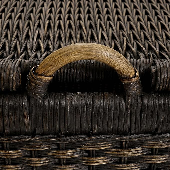 The Basket Lady Lift-Off Lid Wicker Storage Basket, L, Walnut Brown | Outside: 24.5" L x 18" W x 17.5" H | Inside: 21.5"L x 15.5"W x 14"H - Handcrafted by artisans from natural rattan - Image 4