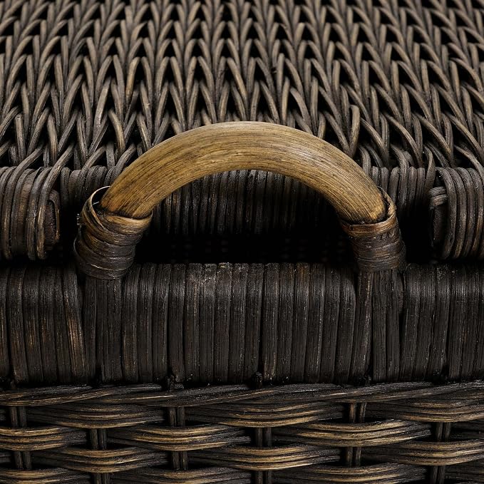 The Basket Lady Lift-Off Lid Wicker Storage Basket, M, Walnut Brown | Outside: 20" L x 15" W x 14" H | Inside: 17.5"L x 12"W x 11"H - Handcrafted by artisans from natural rattan - Image 4