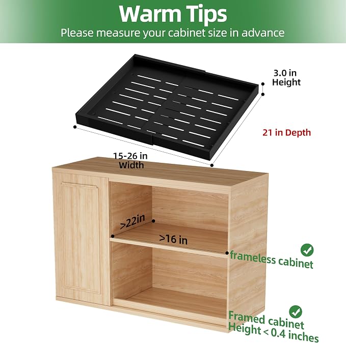 PAKETA 4 Pack Expandable Pull Out Cabinet Organizer,21" Deep | Pull Out Drawers for Cabinets with width from 15" to 26",Sliding Drawers for Cabinets with Upgrade 3 Slide Rails,hold 65 lbs - Image 2