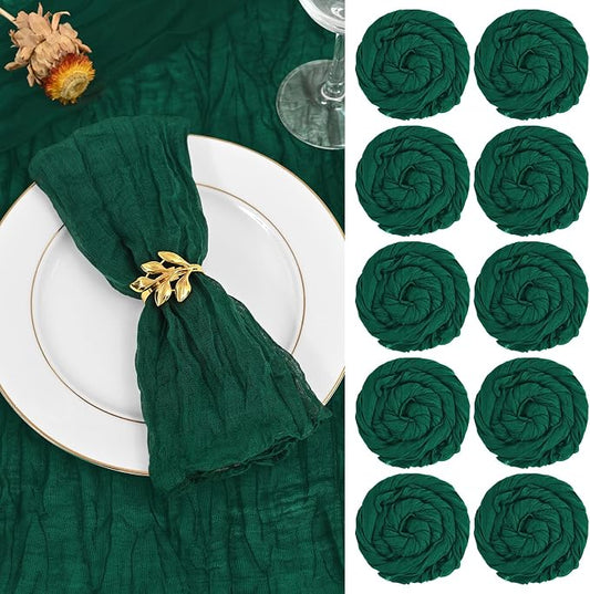 fani 60 Pack Gauze Cheesecloth Napkins, 20 x 20 in, Emerald Green | Wrinkled Table Napkins, Soft Cotton, Rustic Decorative, Weddings, Party, Dinner Table, Everyday Use by fani
