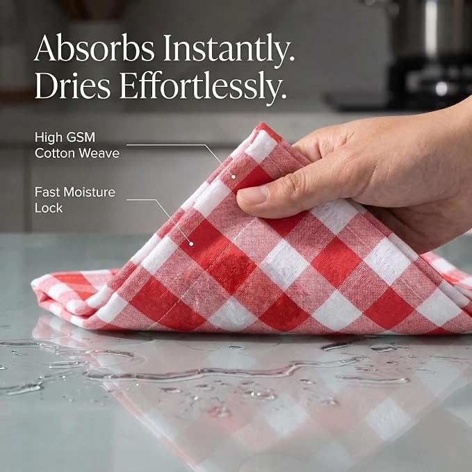 Urban Villa Kitchen Towels Cotton Dish Towels 20”x30” (Set of 6) Red - Image 2