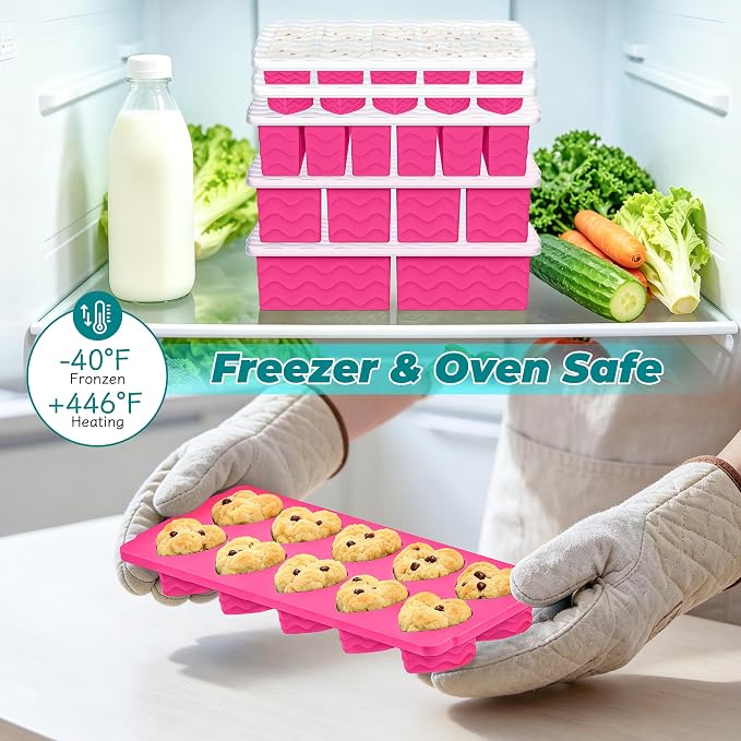 Silicone Freezer Molds for Food, 5-Pack with Steel Rim for Meal Prep | 100% Food-Grade Silicone, BPA-Free, Oven and Dishwasher Safe. Perfect for Freezing Lasagna, Casseroles, Soups & Sauces - Image 5