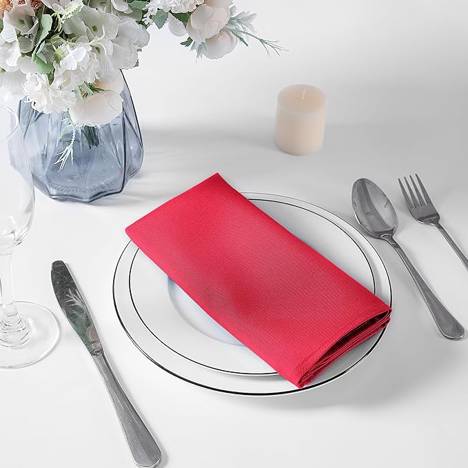 Bailarina Cloth Napkins Set of 40,17x17 inches Dinner Napkins Cloth Washable,Polyester Square Table Cloth Napkin Bulk with Hemmed Edges Ideal for Banquets, Parties and Weddings-Red - Image 3