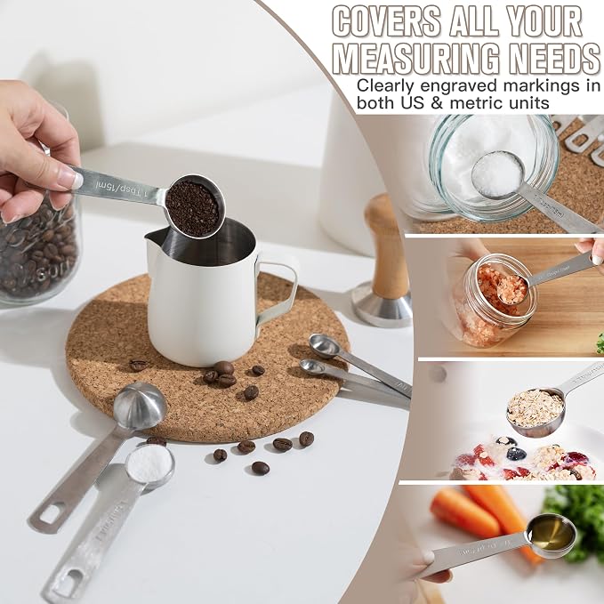 21PCS Mixing Bowls with Lids Set, 7 Mixing Bowls & 14 Measuring Spoons, Stainless Steel Nesting Bowls for Baking & Cooking Prepping Space Saving Storage, Kitchen Essentials, 0.6-5.5QT - Image 9