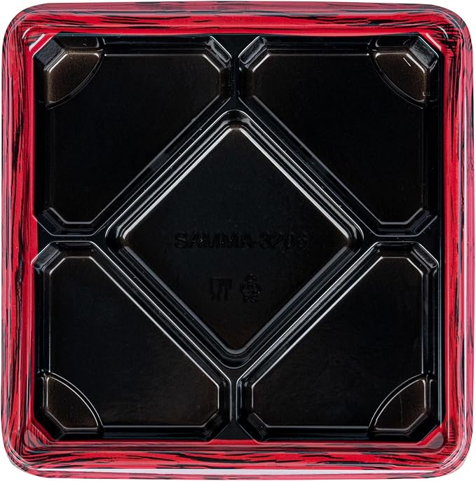 Restaurantware Bento Tek 18.6 Ounce Meal Prep Containers, 100 Disposable To Go Food Boxes - Lids Sold Separately, 5 Compartments, Red And Black Plastic Bento Lunch Boxes, Freezable, For Take Out - Image 14