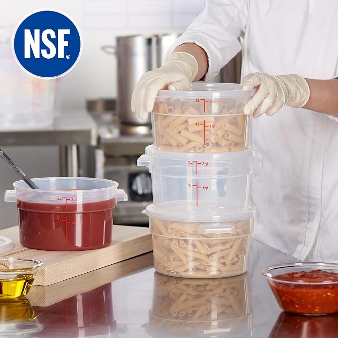 2 Quart Translucent Round Food Storage Container with Lid, Pack of 4 – NSF Listed, BPA-Free, Commercial-Grade Polypropylene, Freezer & Dishwasher Safe, Non-Stick, Easy-Read Graduations - Image 4