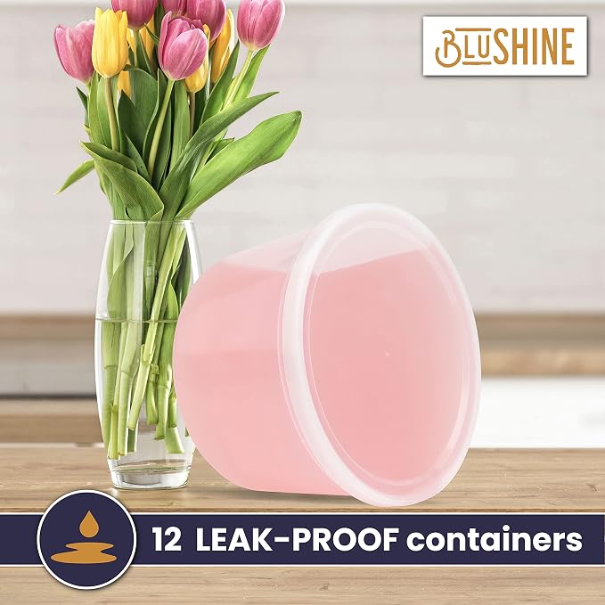 BluShine Deli Containers with Lids, Plastic Food Storage Containers | 64 oz, 12 sets Plastic Deli Food Storage Containers with Airtight Leak Proof Lids, Reusable, Microwave and Freezer Safe - Image 4