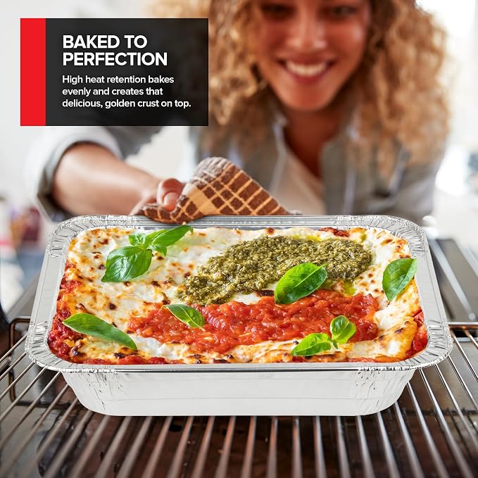 Stock Your Home 9x13 Disposable Aluminum Pans with Lids, 30 Pack | Heavy Duty, Food Catering Containers for Baking, Cooking, Heating, Storage - Image 5