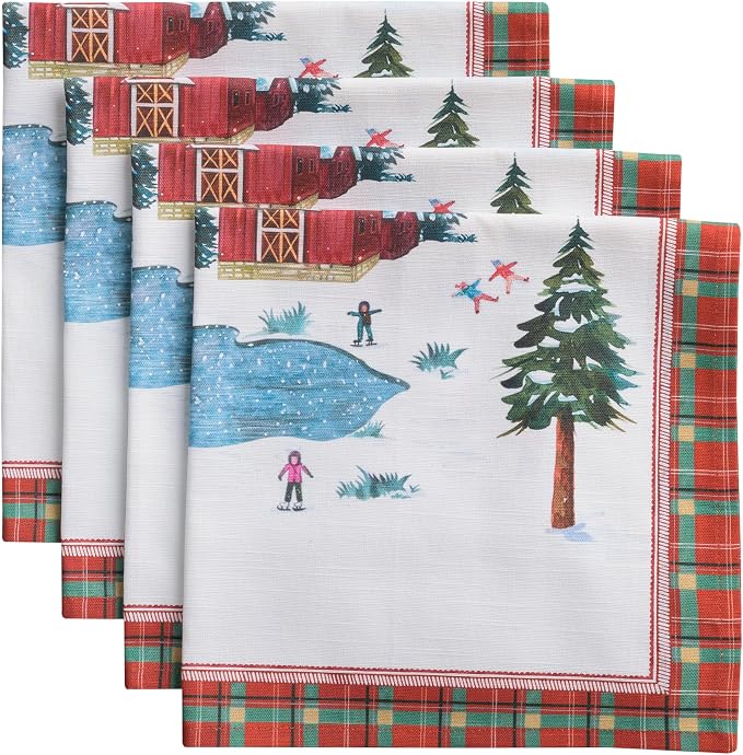 Maison d' Hermine Cloth Napkins Set of 4 Reusable 100% Cotton (20" x 20") | Everyday Square Napkins Cloth Washable Dinner Wedding Restaurant Hotel Kitchen Thanksgiving Christmas - Megeve by MaisondHermine