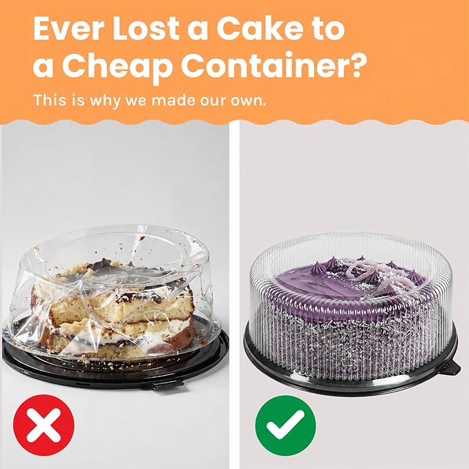 WOW 9in Standard PET Round Cake Carrier, 10-Pack | Fits 9in Cakes, Clear Dome Lid, Stackable, Lightweight, Desserts, Pies, Pastries, 11.5in Diameter - Image 3