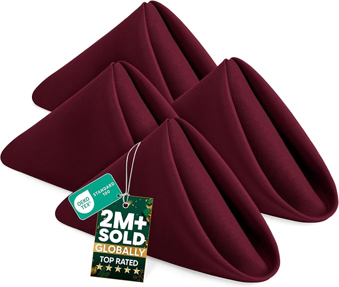 Utopia Home [24 Pack, Burgundy] Cloth Napkins 17x17 Inches, 100% Polyester | Hemmed Edges, Washable and Reusable Ideal for Parties, Weddings and Dinners by UTOPIAHOME