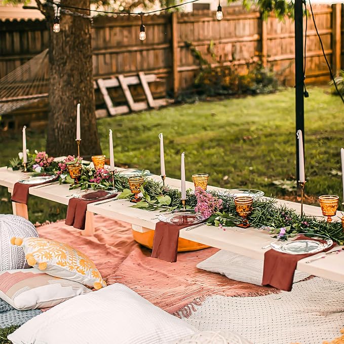 36 Pack Terracotta Cloth Napkins, 12 x 12 Inch Cotton with Fringe Settings | Handmade washable reusable cotton dinner napkins in bulk for weddings, parties, rustic boho table settings - Image 7