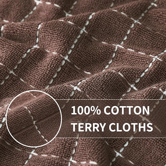 Kitinjoy 100% Cotton Terry Kitchen Dish Cloths, 12”x 12”, 8-Pack, Brown | Ultra Soft and Absorbent Dish Towels for Kitchen, Suitable for Drying and Washing Dishes - Image 2