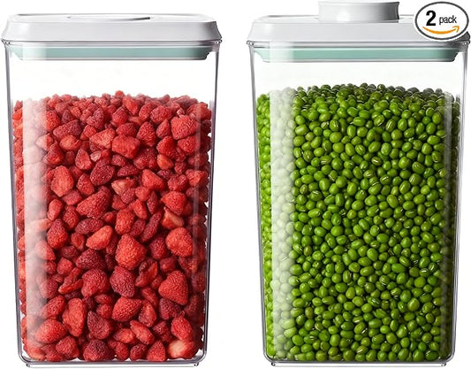 Pop Food Storage Containers Set Large Airtight Food Storage Containers with Pop Lids, Kitchen Pantry Organization and Storage, Cereal, Rice, Flour, Pasta & Snack Container, BPA Free, 2 x 2.8Qt by Unknown
