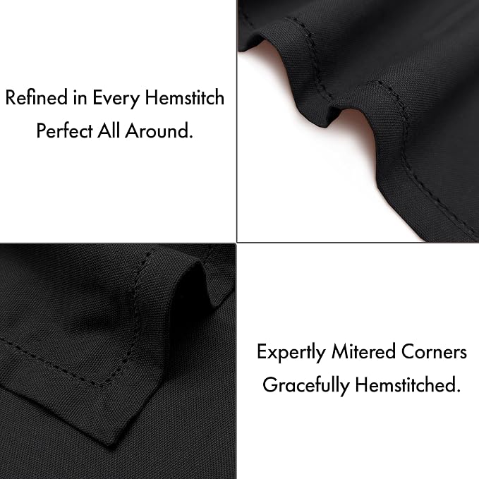 Ruvanti Cloth Napkins Set of 12, 100% Cotton High GSM 18x18 Inches, Hem Stitched Corners, Soft, Washable, Durable & Absorbent, Perfect for Parties, Christmas, Thanksgiving Dinners – Black Beauty - Image 4