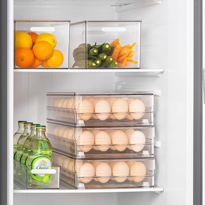 24 Capacity Egg Holder for Refrigerator Organizer Bins, BPA Free Egg Storage Container with Non-Slip Pads, Space-Saving Egg Tray for Fridge Drawer - Image 7