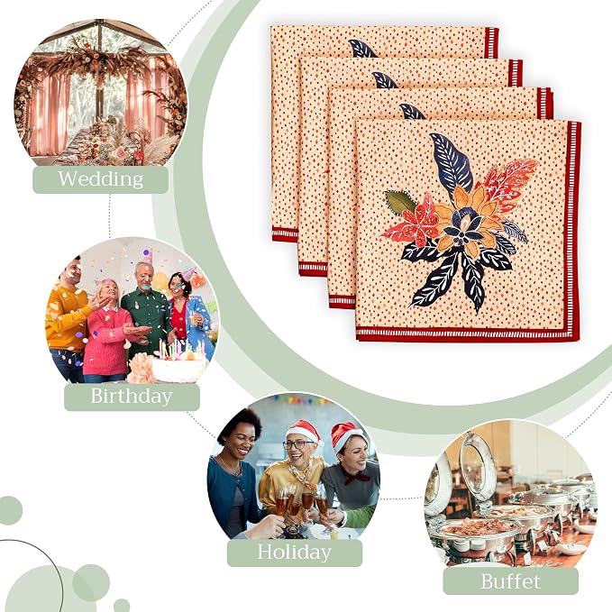 Maison d' Hermine Cloth Napkins Set of 4 Reusable 100% Cotton (20" x 20") | Everyday Square Napkins Cloth Washable Dinner Wedding Restaurant Hotel Kitchen Thanksgiving Christmas - Kalahari - Image 6