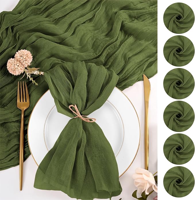 50 Pack Olive Green Napkins 20x20Inch Cheesecloth Napkins | Elegant Cloth Napkins for Table, Washable Rustic Boho Gauze Napkins, for Wedding Party Bridal Baby Shower Christmas Decor by Lumaycens