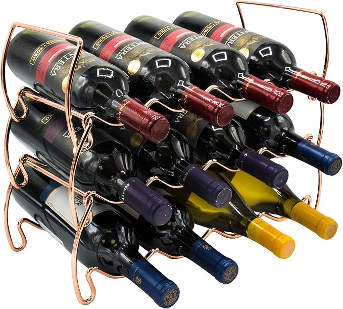 Sorbus Metal Wine Racks Countertop - 3 Tier Stackable Wine Rack - Bottle Rack Holds 12 Wine Bottles for Home, Bar, or Wine Cellar, Free-Standing Wine Rack for Inside Cabinet Wine Storage (Copper) - Image 8