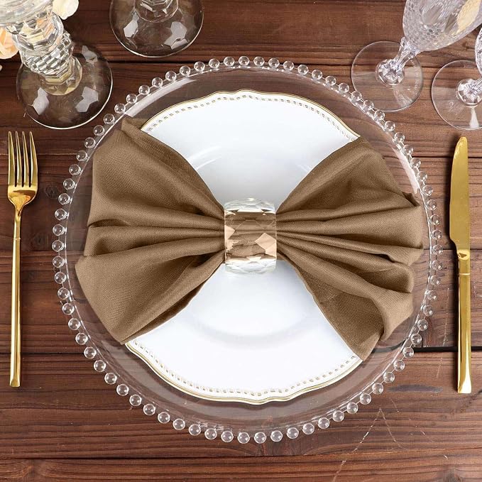 Efavormart Premium Cloth Napkins Set of 10, 20x20 Inch Taupe Seamless Dinner Napkins, Washable Linen Table Napkin Cloth with Hemmed Edges for Weddings, Party and Banquet - Image 5