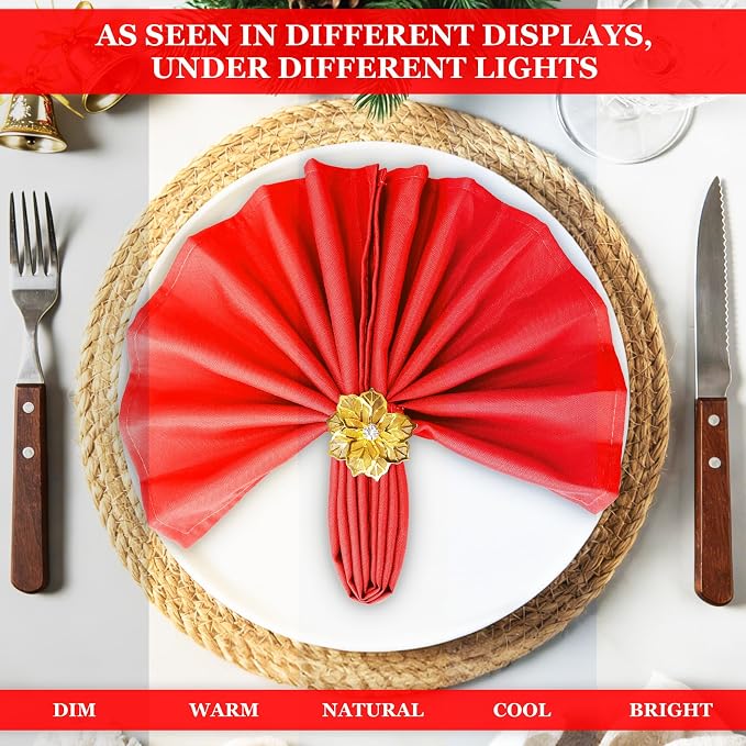 SuperO Set of 120 Cloth Napkins 17 x 17 Inch, Polyester Solid Washable Dinner Napkins with Hemmed Edges,Great for Restaurant, Wedding and Party(Red) - Image 6