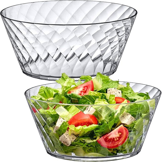 Bonita - 130-Ounce Plastic Serving Bowls (Set of 2), 10-Inch Clear Salad Bowl Set, BPA-Free, Shatter-Proof, Dishwasher-Safe, Stackable, Great for Salad, Fruit, Cereal, Snack, and More by AmazingAbby