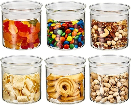 ZENS 17oz Glass Jars with Airtight Lid, Set of 4 Small Glass Storage Jars | Borosilicate Glass Canisters Set with Lids, Small Storge Containers for Kitchen Spice, Sugar, Blooming Tea, by ZENSLIFESTYLE