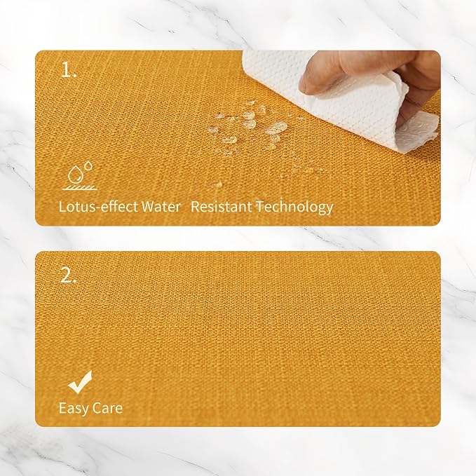 BALCONY & FALCON Rectangle Table Cloth Waterproof Golden 13.8"x 17.7" 4pcs | Placemats Set of 4 Faux Linen Cloth Place Mats Washable Wrinkle Resistant Table Placemats for Dining Kitchen Indoor & Outdoor - Image 3