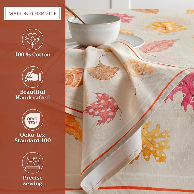Maison d' Hermine Cloth Napkins Set of 4 Reusable 100% Cotton (20" x 20") | Everyday Square Napkins Cloth Washable Dinner Wedding Restaurant Hotel Kitchen Thanksgiving Christmas - Colours Of Autumn - Image 2