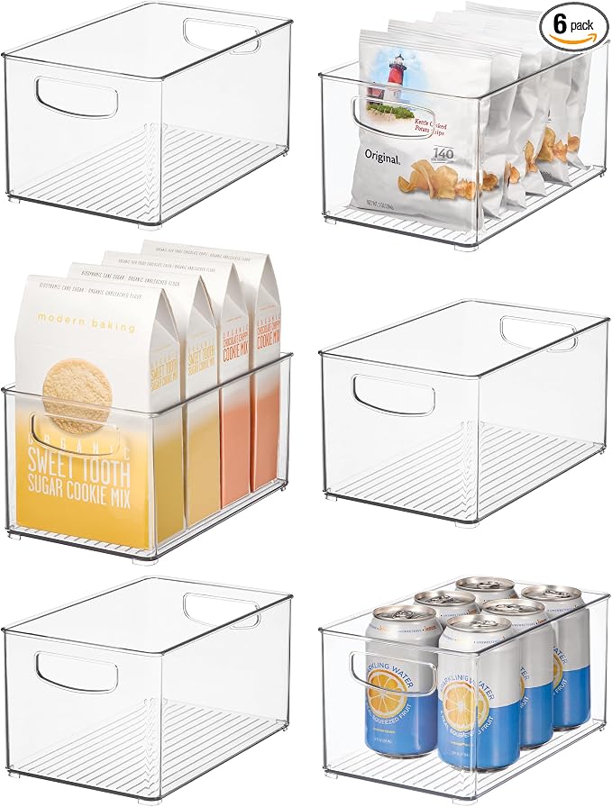 iDesign Stackable Clear Plastic Bin, 6-Pack | Kitchen Organizers and Storage, For Fridge and Pantry by iDesign