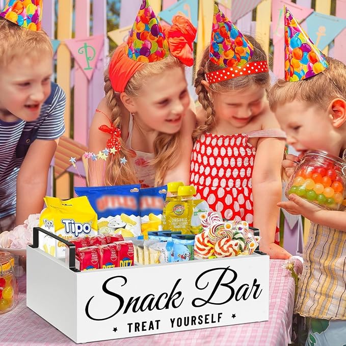 Snack Organizer for Countertop, Wood Pantry Storage Bins with Handles, Snack Bar Organizer for Pantry Shelf, Kitchen, 4 Compartment Food Container Snack Box, Pantry Organizer for Snacks, Chips - Image 4