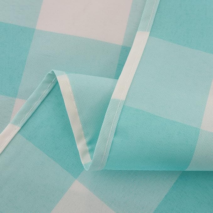 Cupuamon 2 Pack Waterproof Polyester Fabic Rectangle Checkered Tablecloth，60x120 Outdoor Table Cloth，Oil Stain Prevention Table Cloth for Pinics and Parties（Aqua and White） - Image 7
