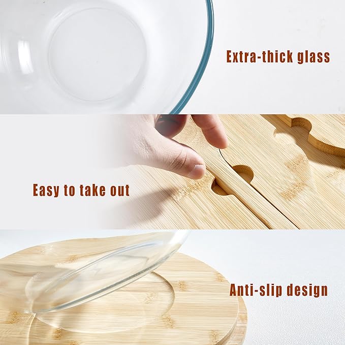 Glass Salad Bowl With Lid, 4.7 Quart Large Glass Mixing Bowls Serving Bowls With Bamboo Utensils, 10.7Inch Trifle Bowl for Salad, Pasta, Dessert Display Cake, Microwave Safe - Image 4
