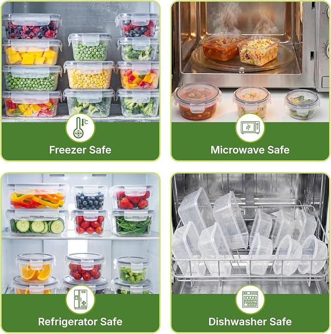 68 PCS Food Storage Containers with Lids, Meal Prep Containers, Stackable Kitchen Set, Airtight & Leakproof, BPA-Free, Microwave/Dishwasher/Freezer Safe, Extra Labels & Pen - Image 4