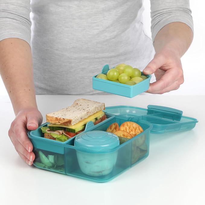 Sistema Ocean-Bound Plastic 1.25L Bento Box, Airtight & Stackable, School Lunch Box with 150mL Snack Pot, Freezer, Microwave, & Dishwasher-Safe, BPA-Free, Made with Recycled Plastic, Assorted Colors - Image 5