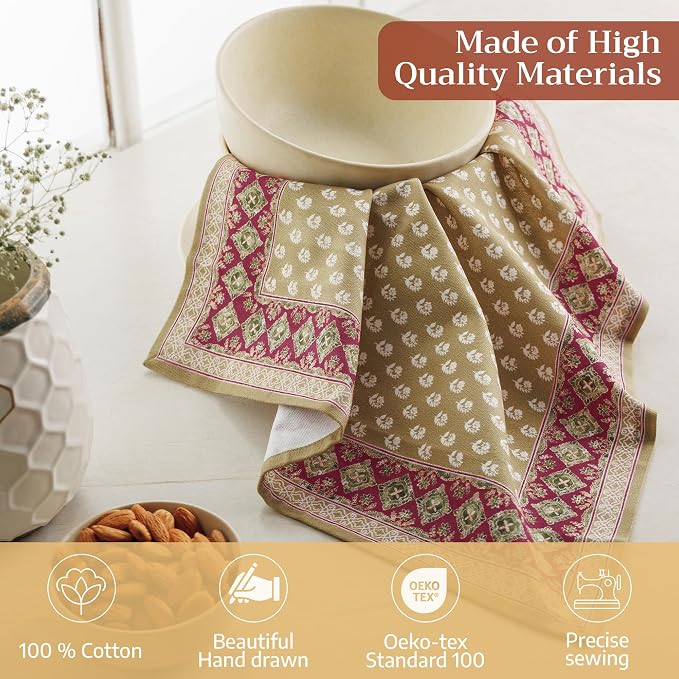 Maison d' Hermine Cloth Napkins Set of 4 Reusable 100% Cotton (18" x 18") | Everyday Square Napkins Cloth Washable Dinner Party Wedding Restaurant Hotel Kitchen Spring Summer - Manosque - Image 3