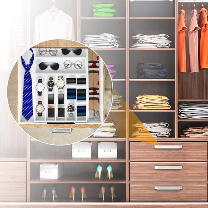 Large Premium Bamboo Silverware Organizer - Expandable Utensil Drawer Organizer - 17"x19.6" Utensil Holder and Cutlery Tray with Grooved for Kitchen Flatware and Utensils(7-9 Slot, White) - Image 7