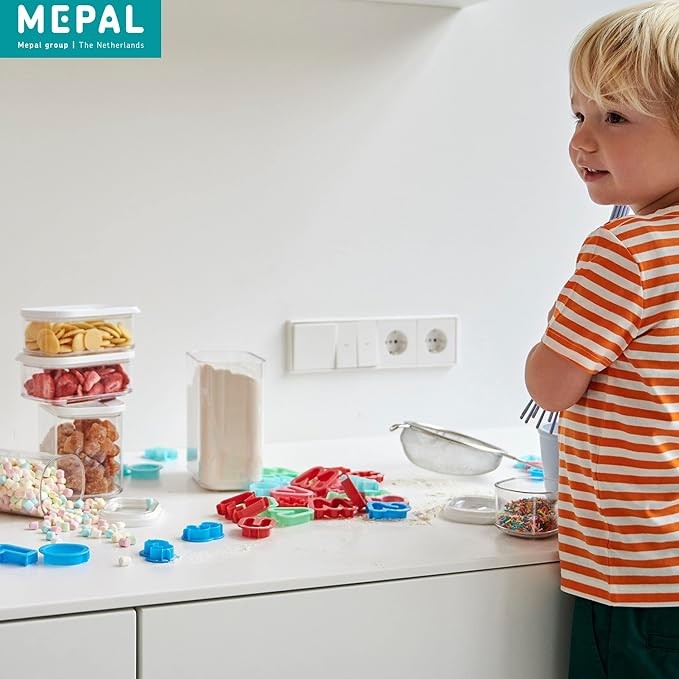 Mepal, MODULA 7 Piece Food Storage Box Set for Cereal or Pasta with 3 Transparent Lids, Airtight, BPA Free, 1 Set - Image 12