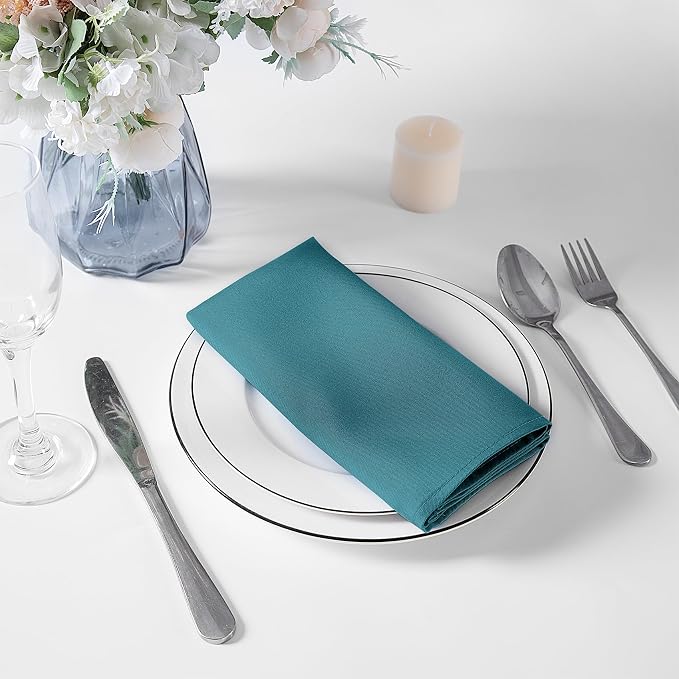 Bailarina Cloth Napkins Set of 40,17x17 inches Dinner Napkins Cloth Washable,Polyester Square Table Cloth Napkin Bulk with Hemmed Edges Ideal for Banquets, Parties and Weddings-Peacock Blue - Image 3