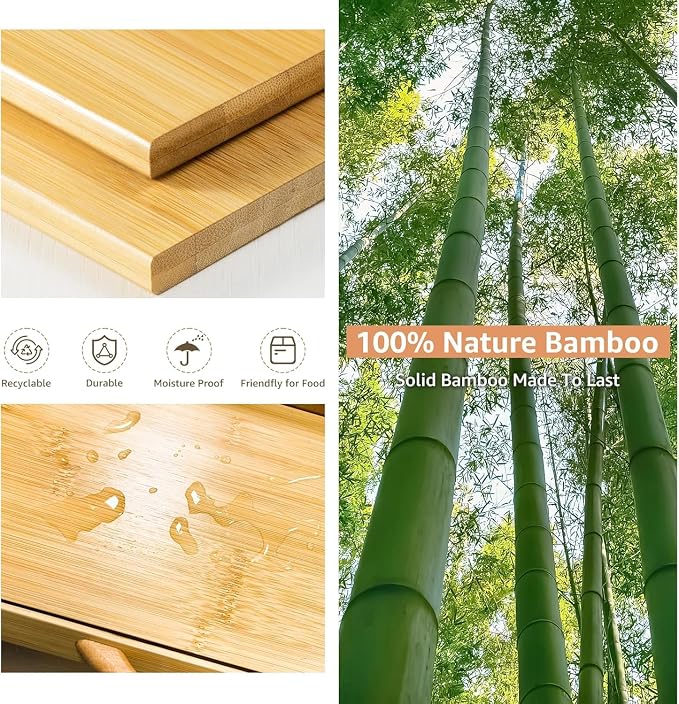 BAMBANG Extra Large Bread Box, Bread Box for Homemade Bread, Bamboo Wooden Bread Storage Container with Tool Holder & Handles & Window, Assembly Required(14.9" x 9.8" x 9.4") Natural - Image 8