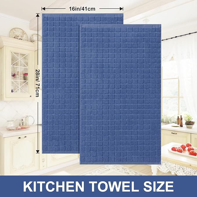 Homaxy Premium Ring Spun Cotton 390 GSM Kitchen Towels, 6 Pack, Navy Blue | 16" x 28" Large Dish Towels, Super Absorbent Terry Hand Towels, Soft Tea Towels with Hanging Loops - Image 5