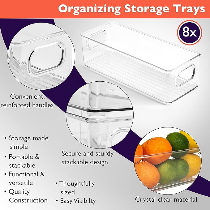 ClearSpace Plastic Pantry Organization and Food Storage Bin – Great Kitchen Organization and Kitchen Storage – Fridge Organizer Bins– 8 Pack - Image 2