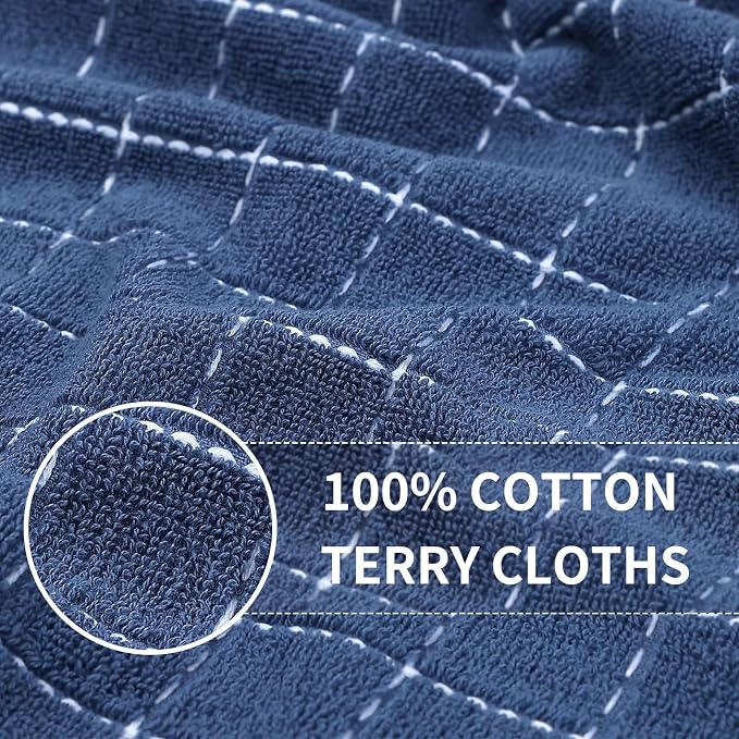Kitinjoy 100% Cotton Terry Kitchen Dish Cloths, 12”x 12”, 8-Pack, Navy Blue | Ultra Soft and Absorbent Dish Towels for Kitchen, Suitable for Drying and Washing Dishes - Image 2