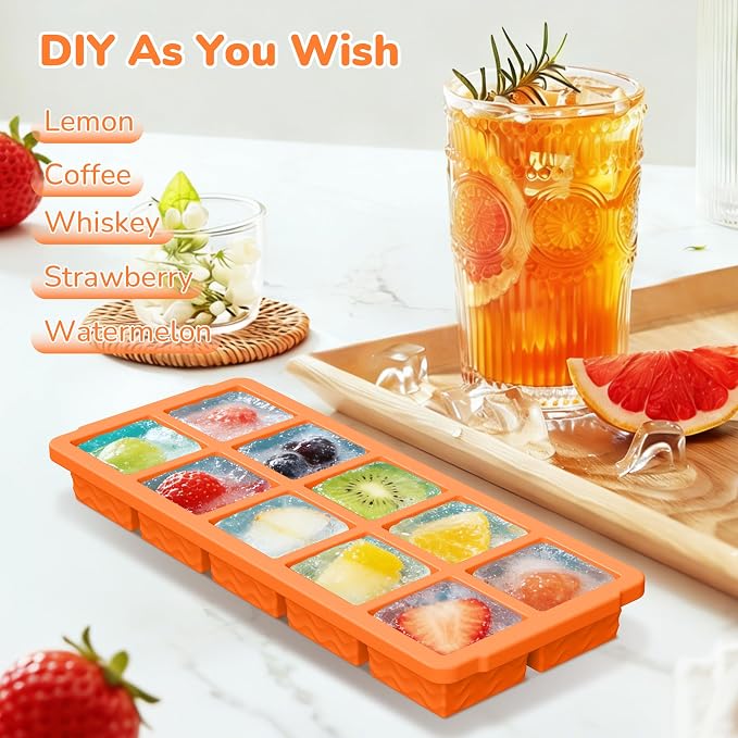 Silicone Freezer Trays with Lid (4-Pack), 1-Cup, 2-Cup, 1/2-Cup & 2-Tbsp Silicone Freezer Molds, Stackable Soup Freezer Meal Prep Containers,Ice Cube Tray for Making Sauce,Smoothies,Yogurt Bites - Image 6