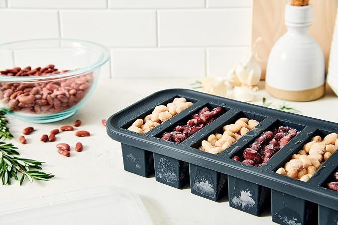 Souper Cubes 1/2 Cup Silicone Freezer Molds with Lids, Charcoal, 2-Pack | 100% Platinum-Cured Silicone Freezer Cubes, Oven & Microwave Safe, Perfect for Freezing Broth, Sauces, Sides and More - Image 2