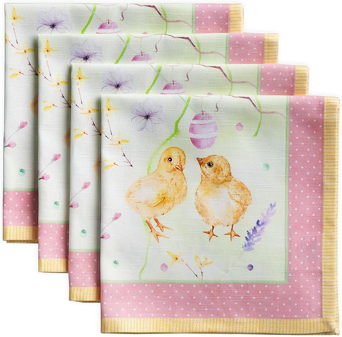 Maison d' Hermine Cloth Napkins Set of 4 Reusable 100% Cotton (20" x 20") | Everyday Square Napkins Cloth Washable Dinner Party Wedding Restaurant Hotel Kitchen Spring Summer - Easter Zest by MaisondHermine