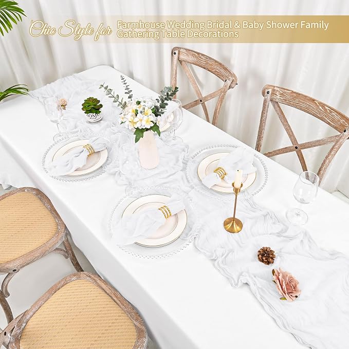 100 Pack White Cloth Napkins 20x20Inch Cheesecloth Napkins | Elegant Cloth Napkins for Table, Washable Rustic Boho Gauze Napkins, for Wedding Party Bridal Baby Shower Dinner Decor - Image 6