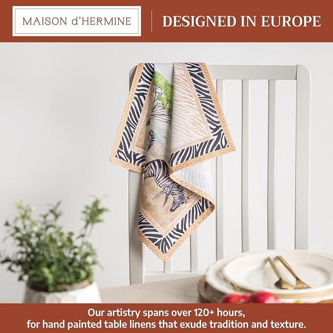 Maison d' Hermine Cloth Napkins Set of 4 Reusable 100% Cotton (18" x 18") | Everyday Square Napkins Cloth Washable Dinner Party Wedding Restaurant Hotel Kitchen Spring Summer - Zebra Life - Image 2
